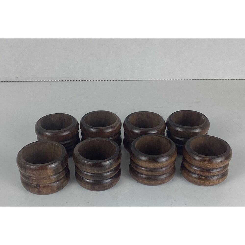 Vintage Wood Napkin Rings Lot of 8 Table Decor Retro